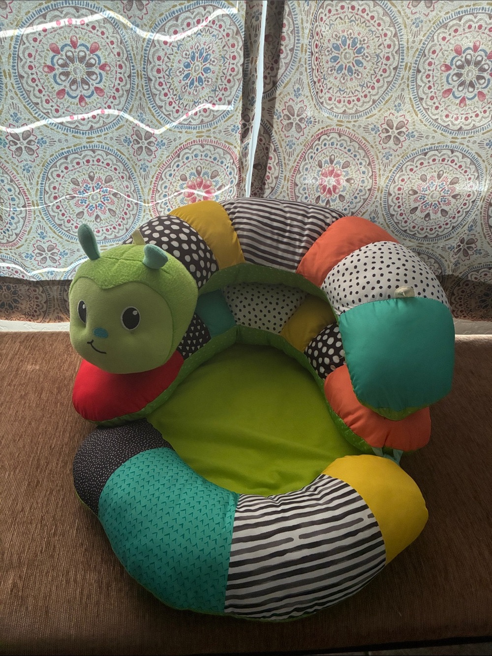 Plush Multicolor Caterpillar Baby Seat - Green Accent